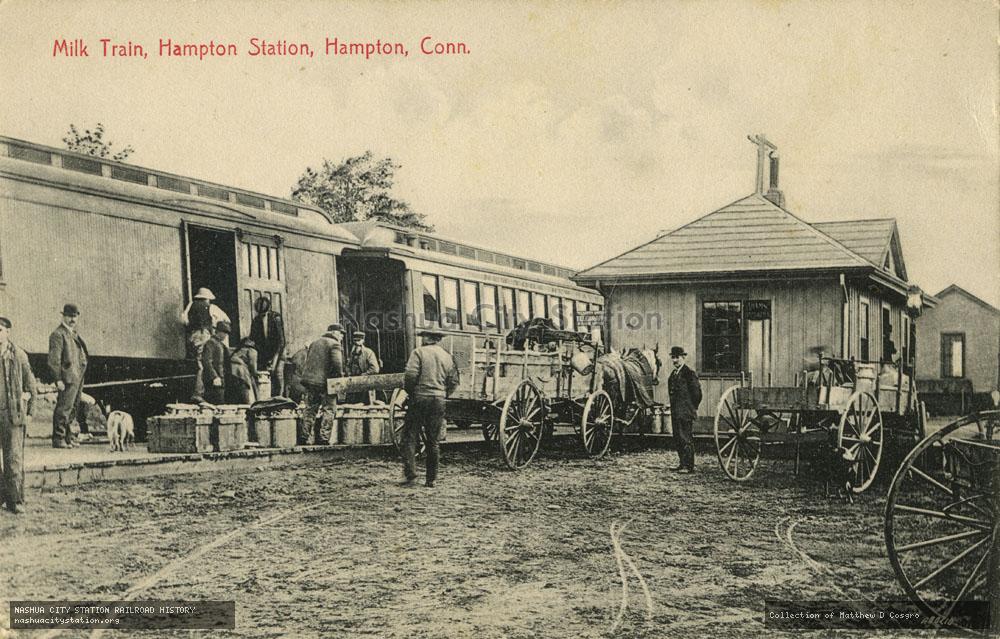 Postcard: Milk Train, Hampton Station, Hampton, Connecticut